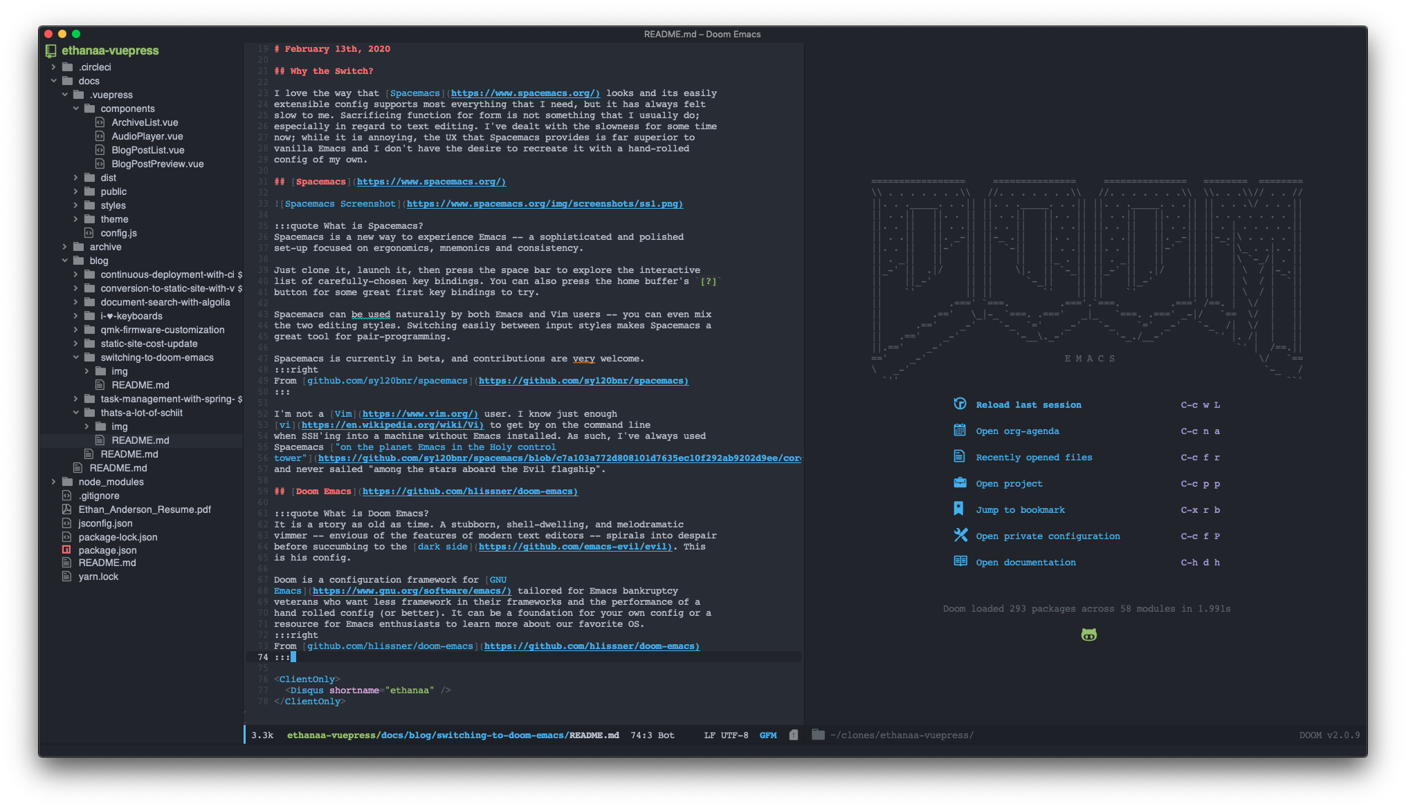 Doom Emacs Screenshot