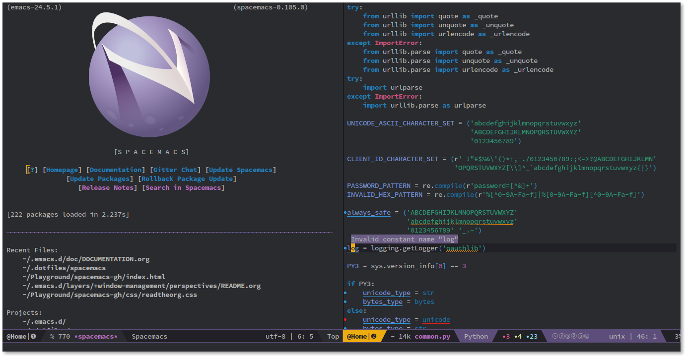 Spacemacs Screenshot